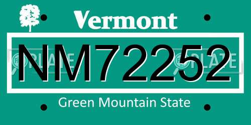 NM72252 Vermont License Plate