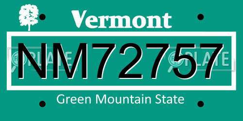 NM72757 Vermont License Plate