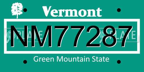 NM77287 Vermont License Plate