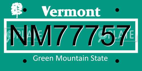 NM77757 Vermont License Plate