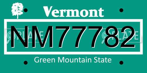 NM77782 Vermont License Plate