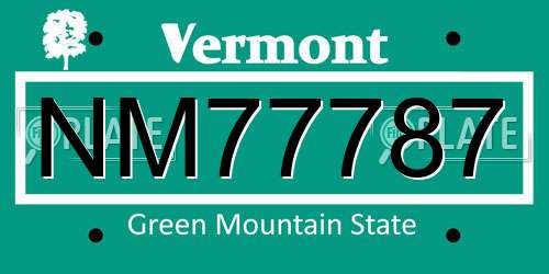 NM77787 Vermont License Plate