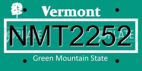 NMT2252 Vermont License Plate