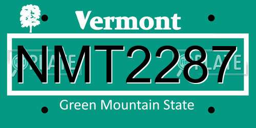 NMT2287 Vermont License Plate