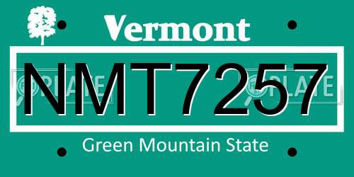NMT7257 Vermont License Plate