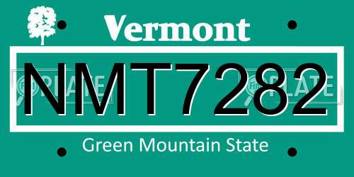 NMT7282 Vermont License Plate