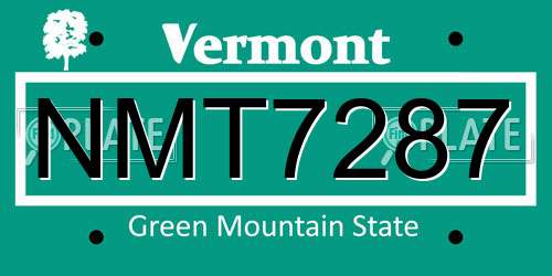 NMT7287 Vermont License Plate