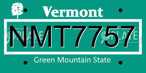 NMT7757 Vermont License Plate