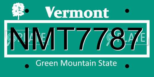 NMT7787 Vermont License Plate