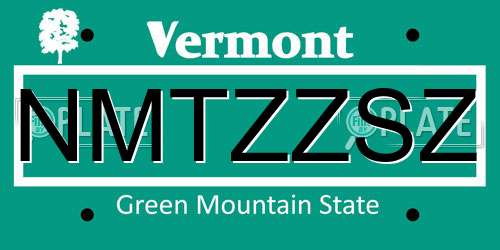 NMTZZSZ Vermont License Plate