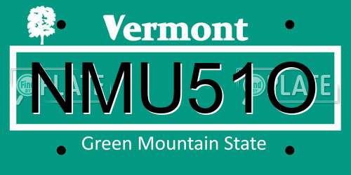 NMU51O Vermont License Plate