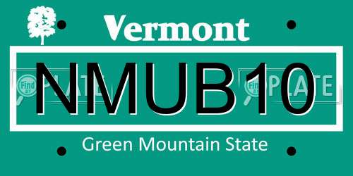 NMUB10 Vermont License Plate