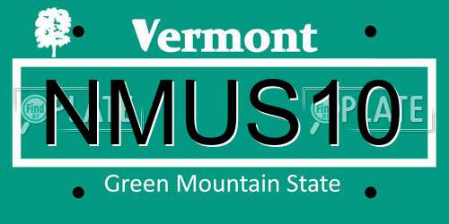 NMUS10 Vermont License Plate