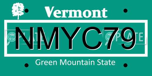 NMYC79 Vermont License Plate