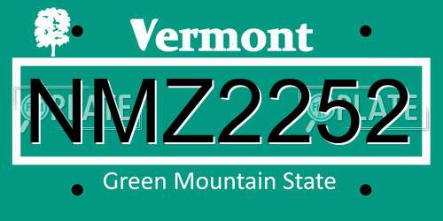 NMZ2252 Vermont License Plate