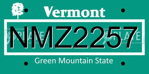 NMZ2257 Vermont License Plate
