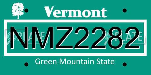 NMZ2282 Vermont License Plate