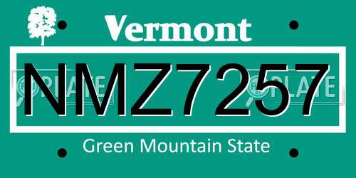 NMZ7257 Vermont License Plate