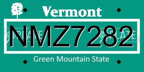 NMZ7282 Vermont License Plate