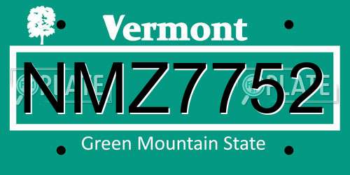 NMZ7752 Vermont License Plate