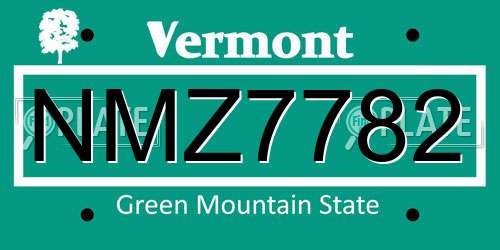 NMZ7782 Vermont License Plate