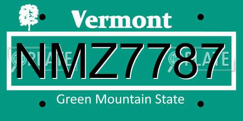 NMZ7787 Vermont License Plate