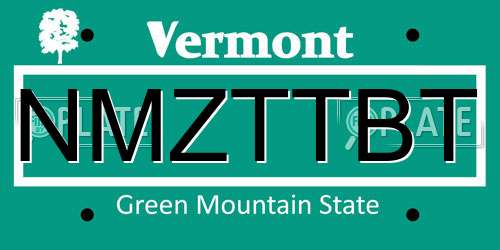 NMZTTBT Vermont License Plate