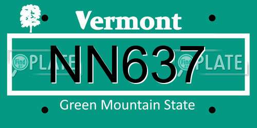 NN637 Vermont License Plate