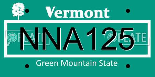 NNA125 Vermont License Plate