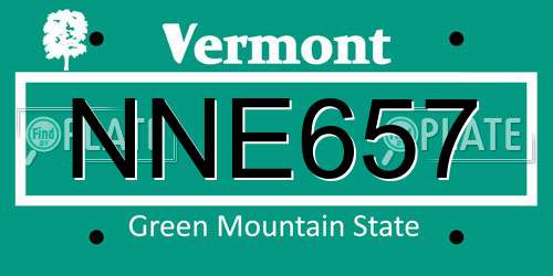 NNE657 Vermont License Plate