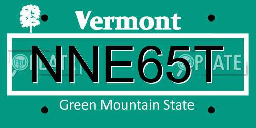 NNE65T Vermont License Plate