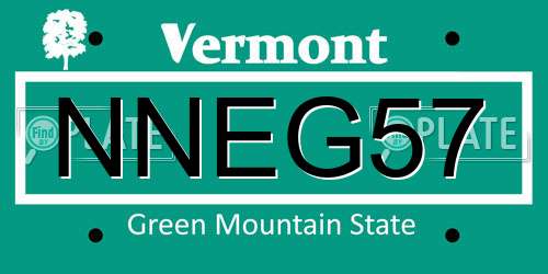 NNEG57 Vermont License Plate