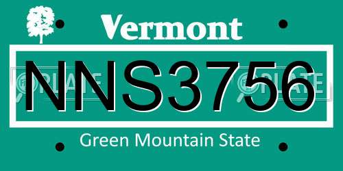NNS3756 Vermont License Plate