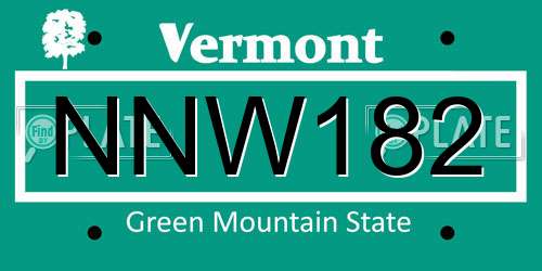 NNW182 Vermont License Plate