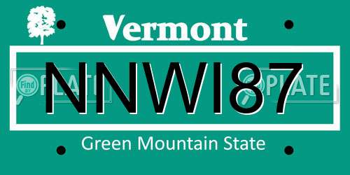 NNWI87 Vermont License Plate