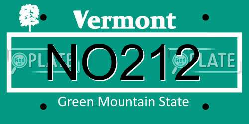 NO212 Vermont License Plate
