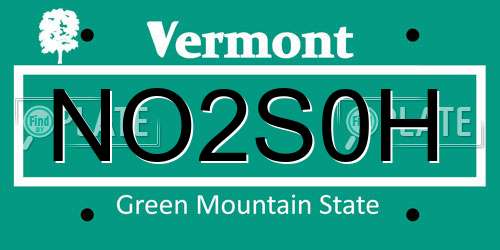 NO2S0H Vermont License Plate