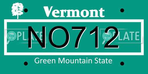 NO712 Vermont License Plate