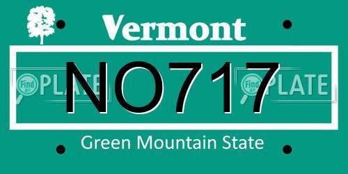 NO717 Vermont License Plate