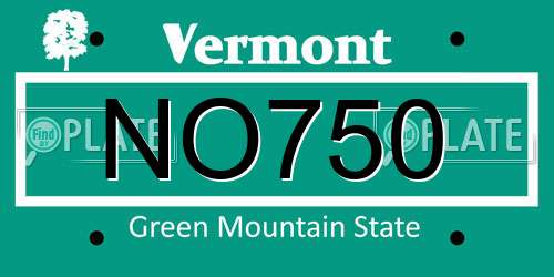 NO750 Vermont License Plate