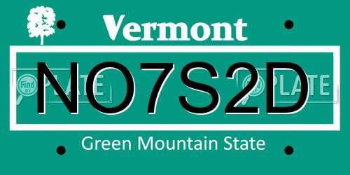 NO7S2D Vermont License Plate