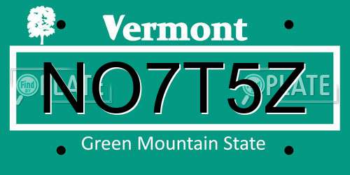 NO7T5Z Vermont License Plate