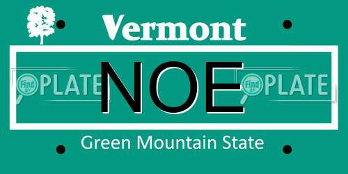 NOE Vermont License Plate