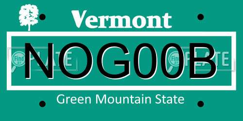 NOG00B Vermont License Plate