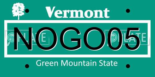 NOGO05 Vermont License Plate