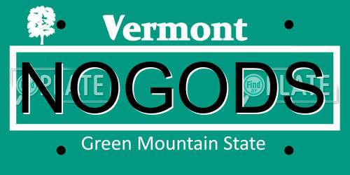NOGODS Vermont License Plate