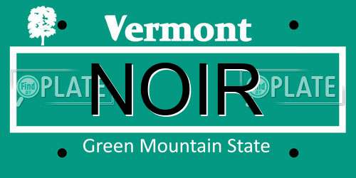 NOIR Vermont License Plate