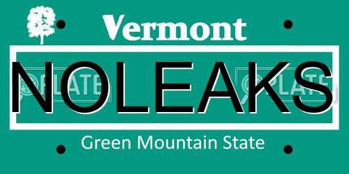 NOLEAKS Vermont License Plate