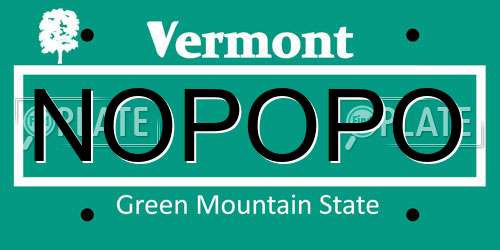 NOPOPO Vermont License Plate