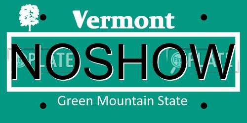 NOSHOW Vermont License Plate